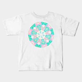 Mandala pink mint white gold Kids T-Shirt